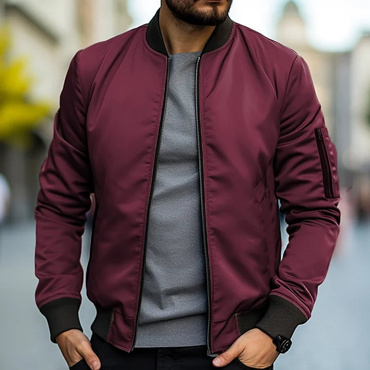 Samuel | Men's Slim Fit Zip-Up Bomber Jacket Sleeve Pocket