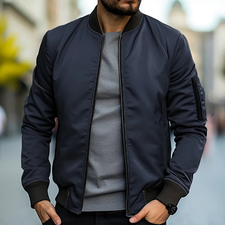 Samuel | Men's Slim Fit Zip-Up Bomber Jacket Sleeve Pocket