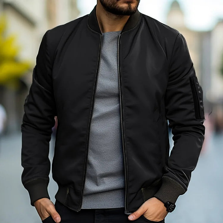 Samuel | Men's Slim Fit Zip-Up Bomber Jacket Sleeve Pocket