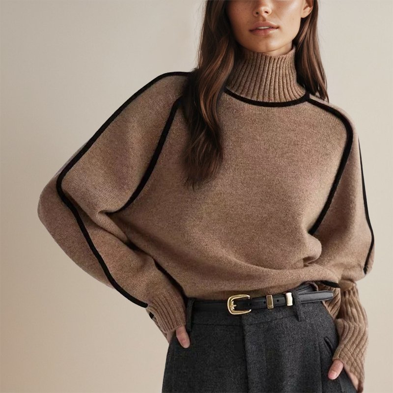 Faye | Contrast Trim Turtleneck Sweater