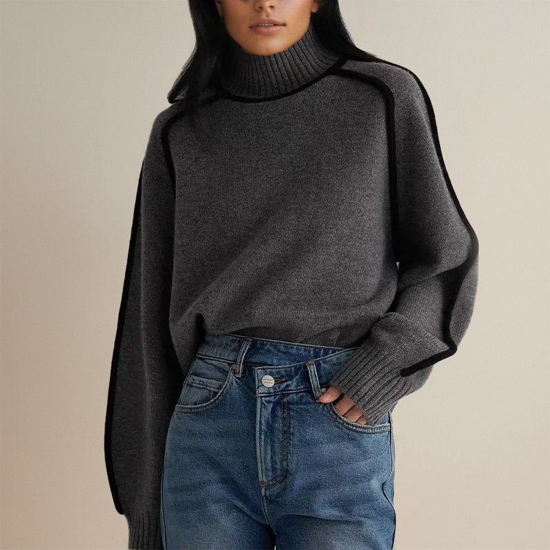 Faye | Contrast Trim Turtleneck Sweater