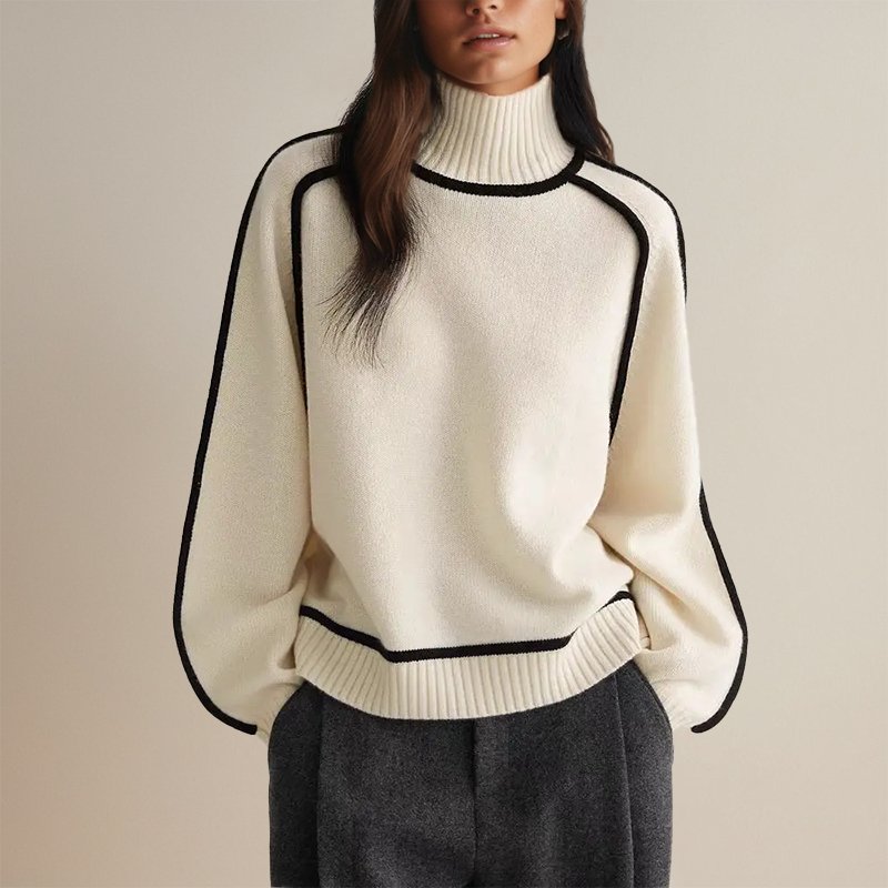 Faye | Contrast Trim Turtleneck Sweater