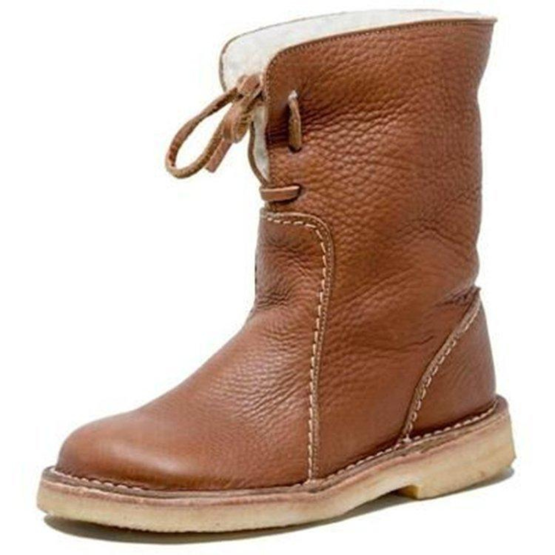 Sophia | Women's Lace Up Genuine Leather Mid Calf Boots