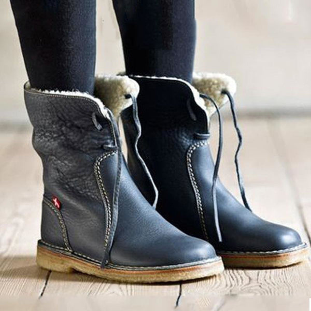 Sophia | Women's Lace Up Genuine Leather Mid Calf Boots
