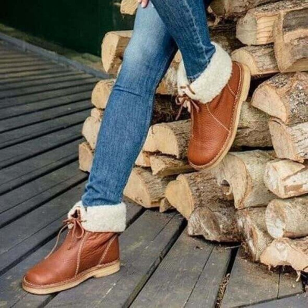 Sophia | Women's Lace Up Genuine Leather Mid Calf Boots