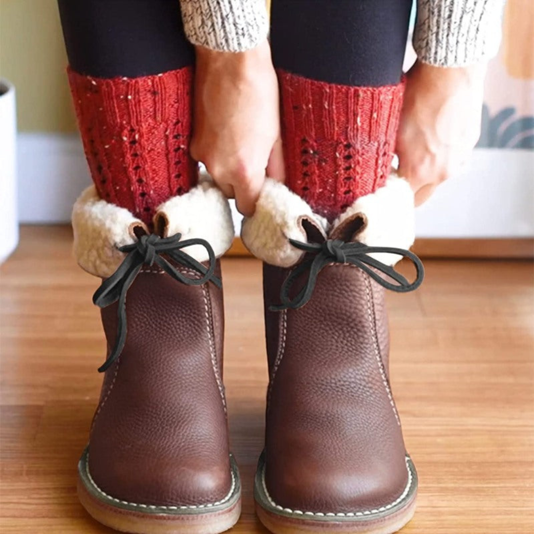 Sophia | Women's Lace Up Genuine Leather Mid Calf Boots