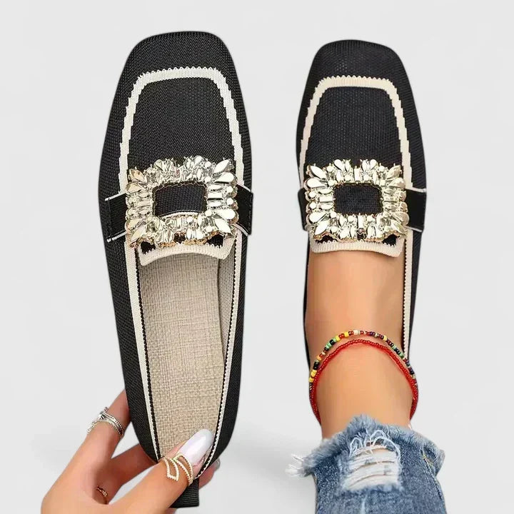 Lysithea | Women's Navy Slip-On Buckle Loafers