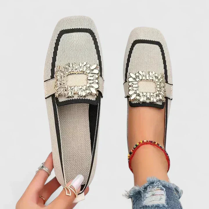 Lysithea | Women's Navy Slip-On Buckle Loafers