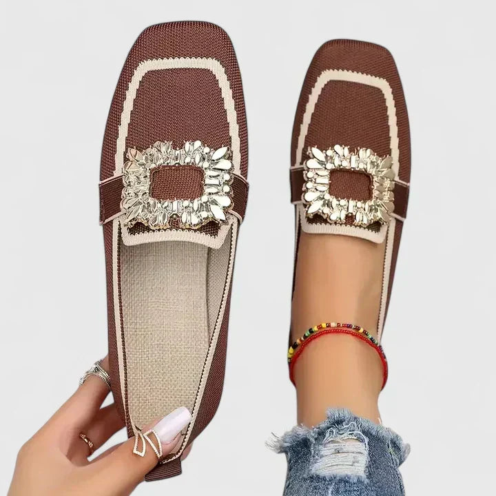Lysithea | Women's Navy Slip-On Buckle Loafers