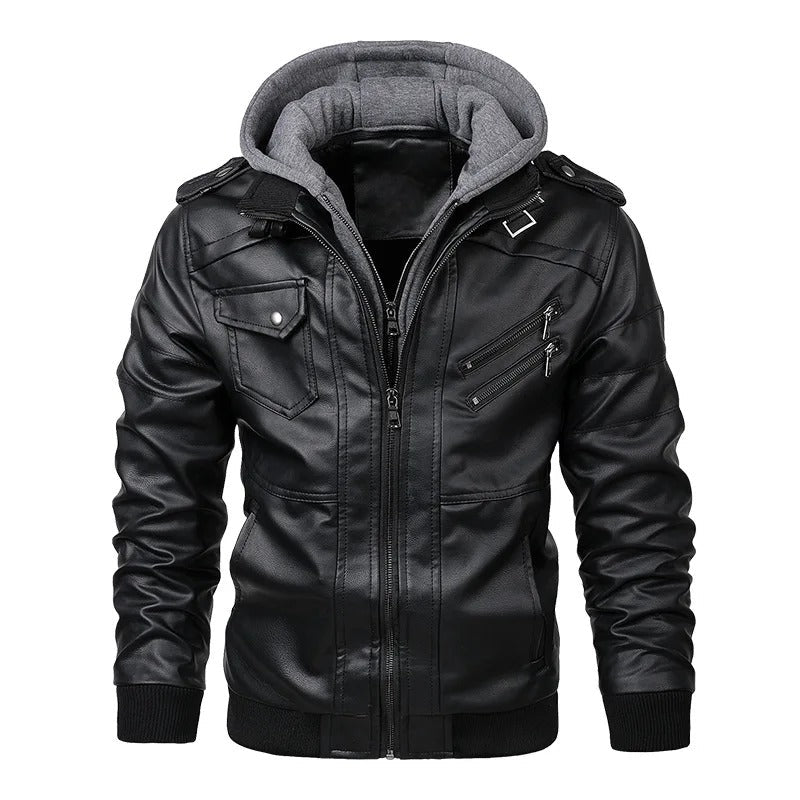 Jareth | Motorcycle Leather Jacket with Hood