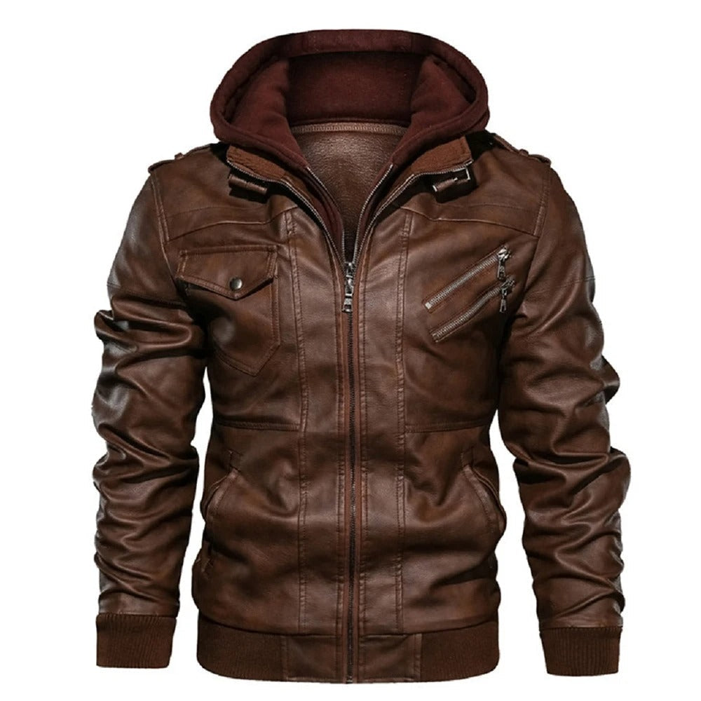 Jareth | Motorcycle Leather Jacket with Hood