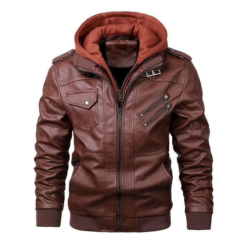 Jareth | Motorcycle Leather Jacket with Hood