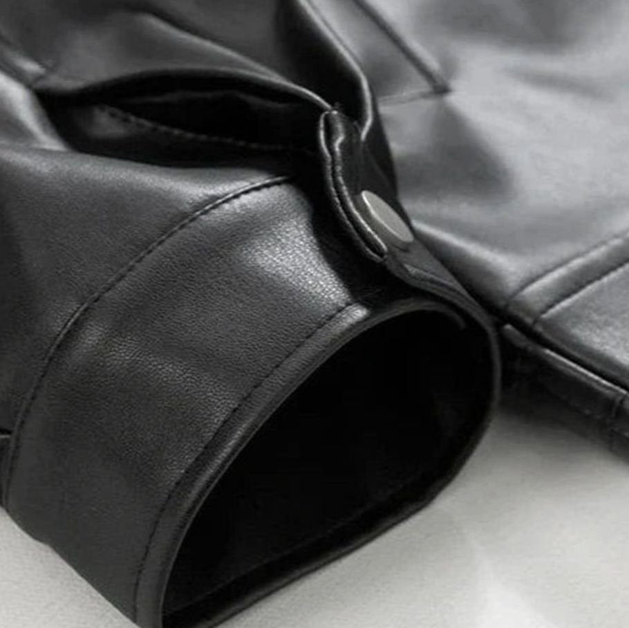 Leo | Mens Slim Fit Faux Leather Zip-Up Bomber Jacket Oversized