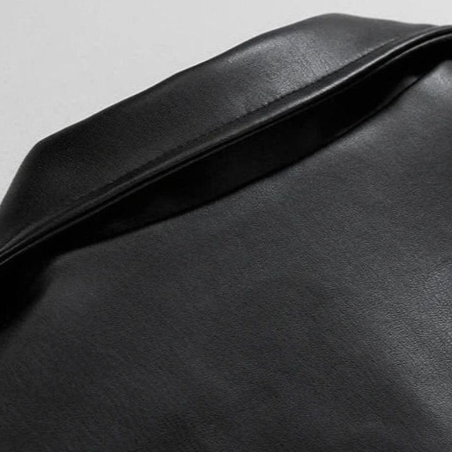 Leo | Mens Slim Fit Faux Leather Zip-Up Bomber Jacket Oversized