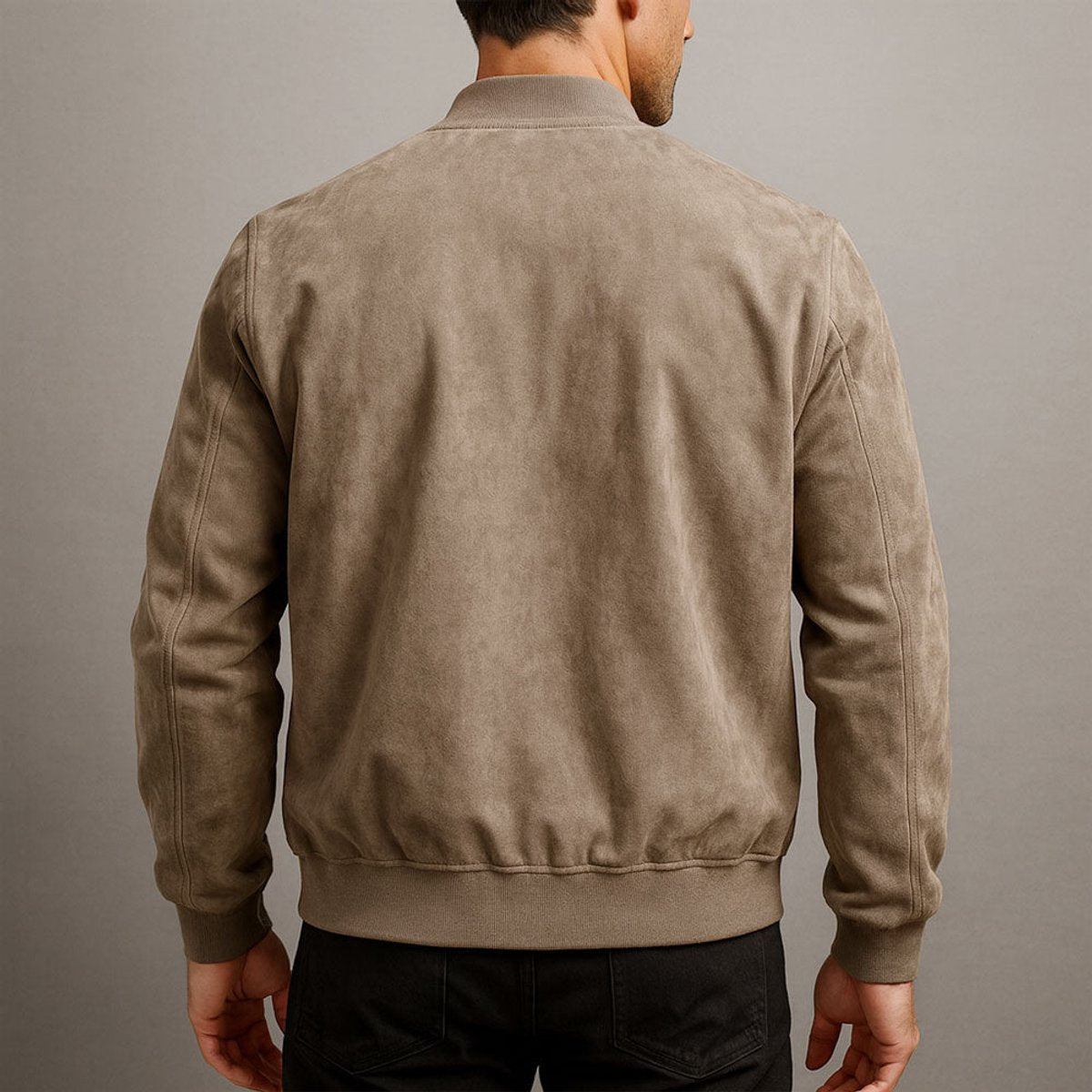 Henry | Mens Slim Fit Suede Bomber Jacket Full Zip