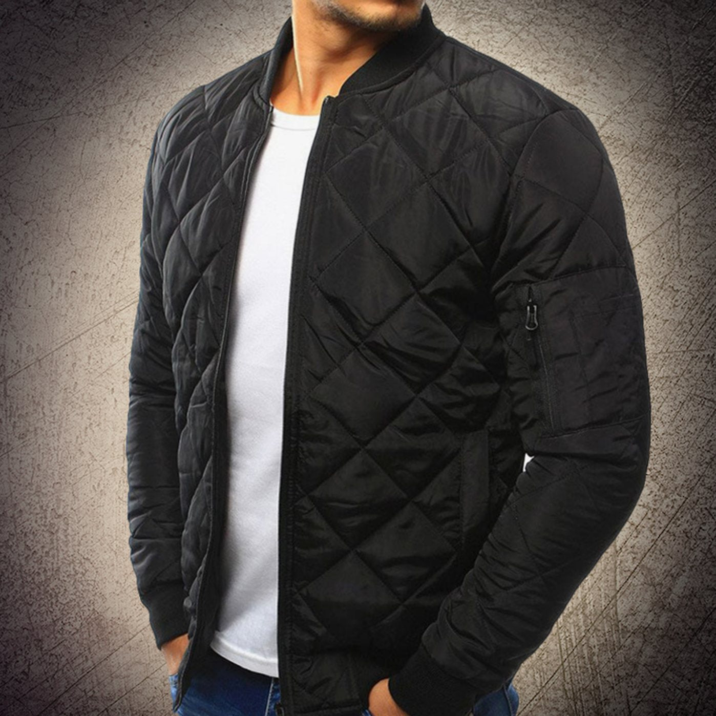 George | Men's Quilted Lightweight Zip-Up Bomber Jacket