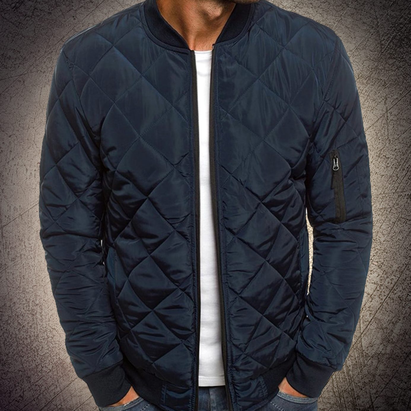 George | Men's Quilted Lightweight Zip-Up Bomber Jacket