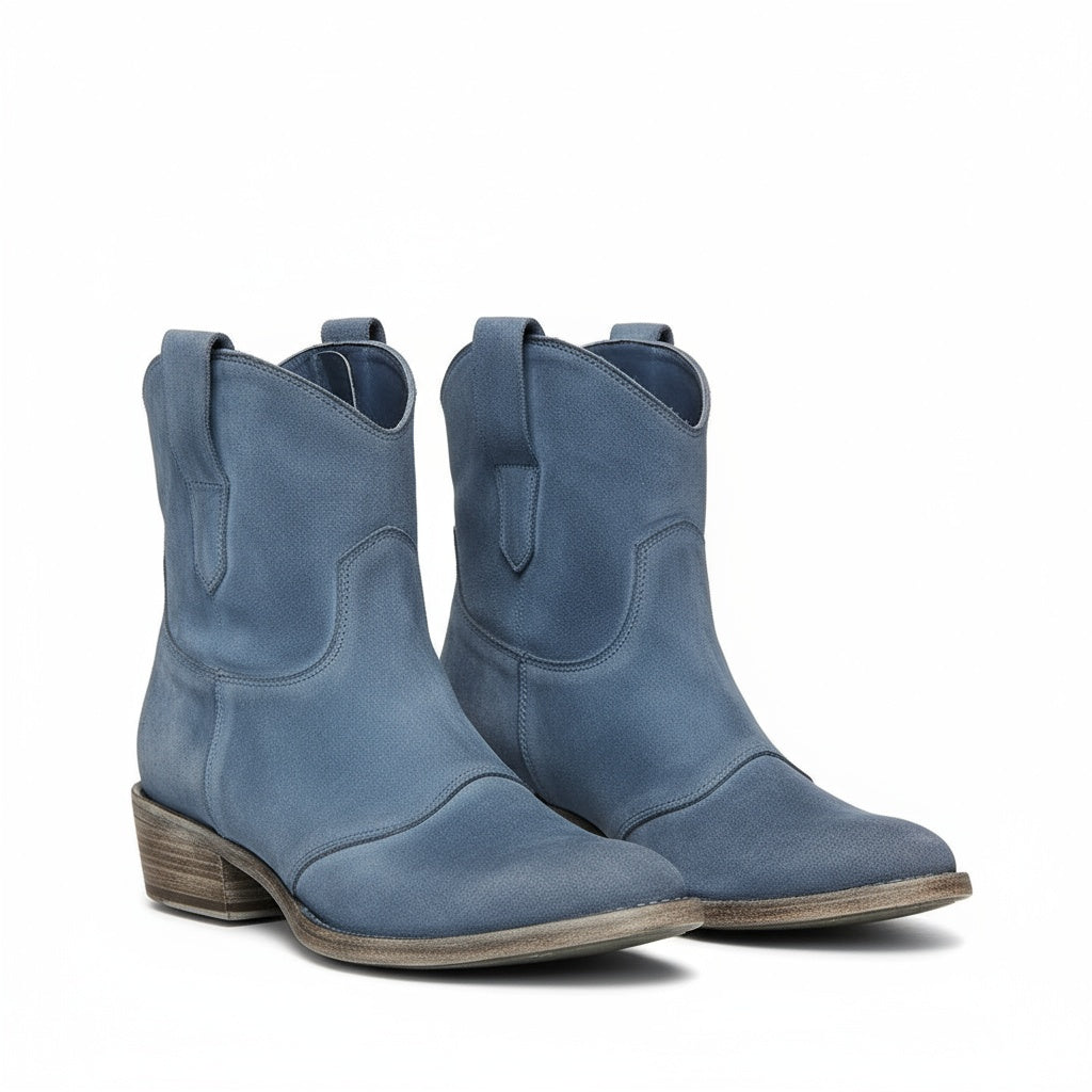 Minerva | Women's Beige Western Ankle Boots