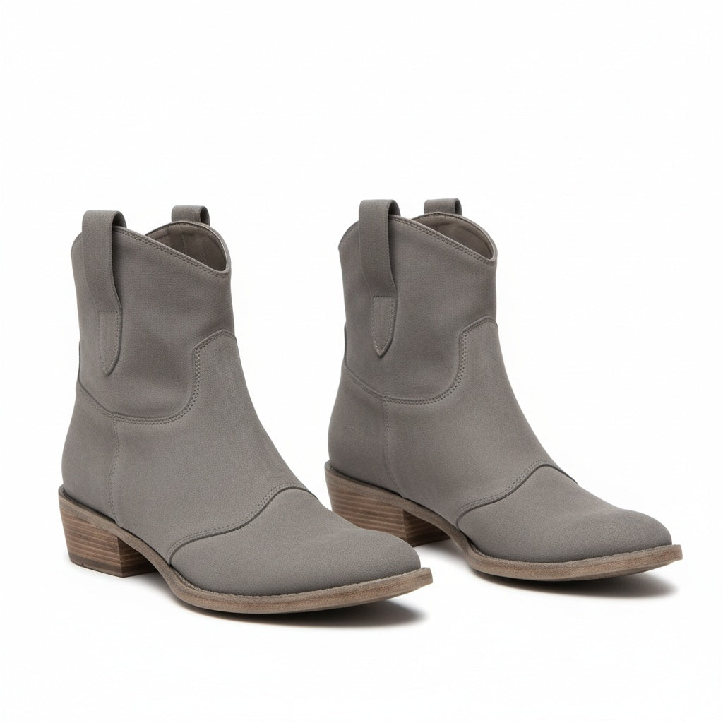 Minerva | Women's Beige Western Ankle Boots