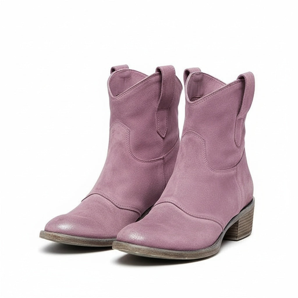 Minerva | Women's Beige Western Ankle Boots
