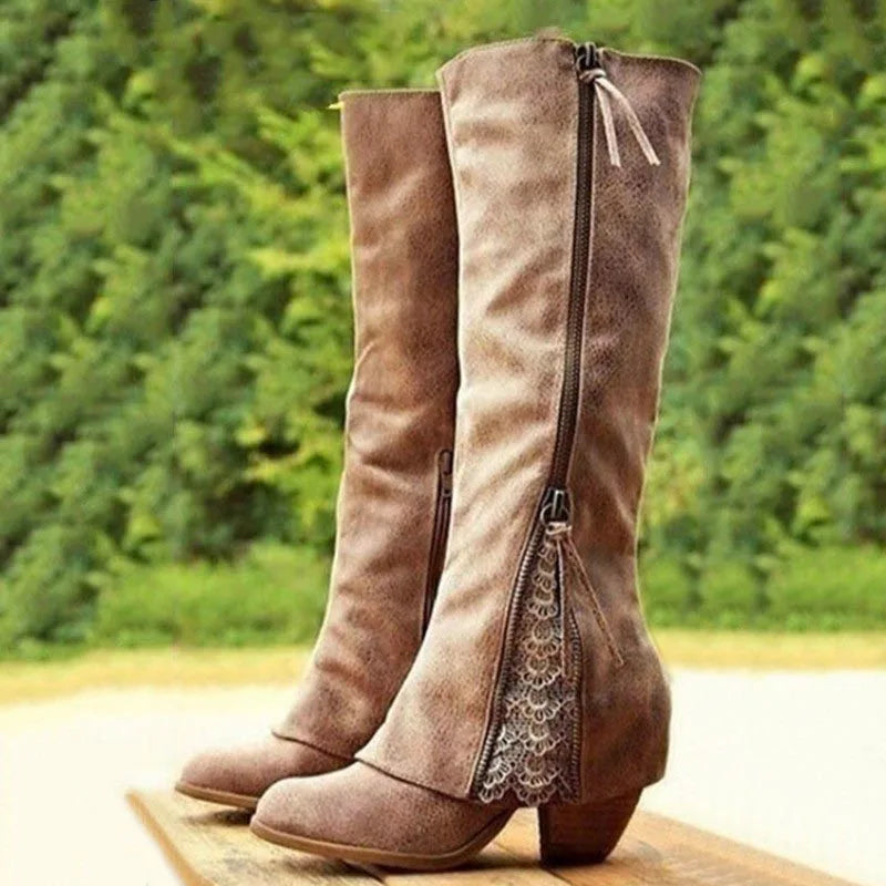 Nevara | Women's Knee-High Boots with Block Heel