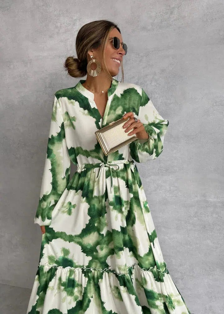 Noelle | Women's Long Sleeve Tie-Dye Maxi Dress