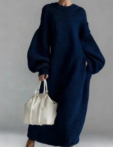 Norah | Women's Oversized Chunky Knit Balloon Sleeve Maxi Sweater Dress