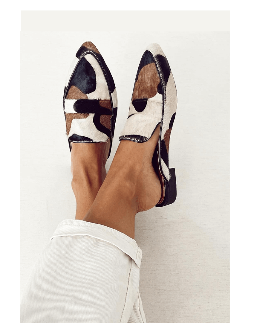 Octaviana | Women's Cow Print Loafer Flats