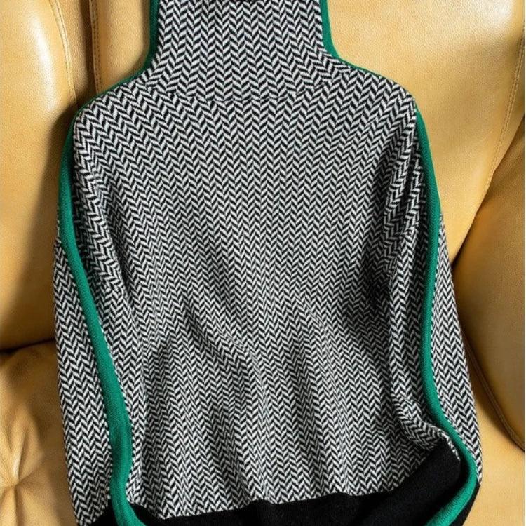 Winona | Contrast Sleeve Turtleneck Sweater