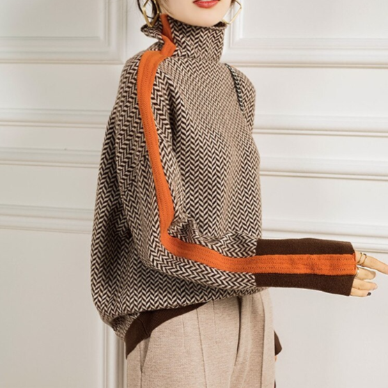 Winona | Contrast Sleeve Turtleneck Sweater