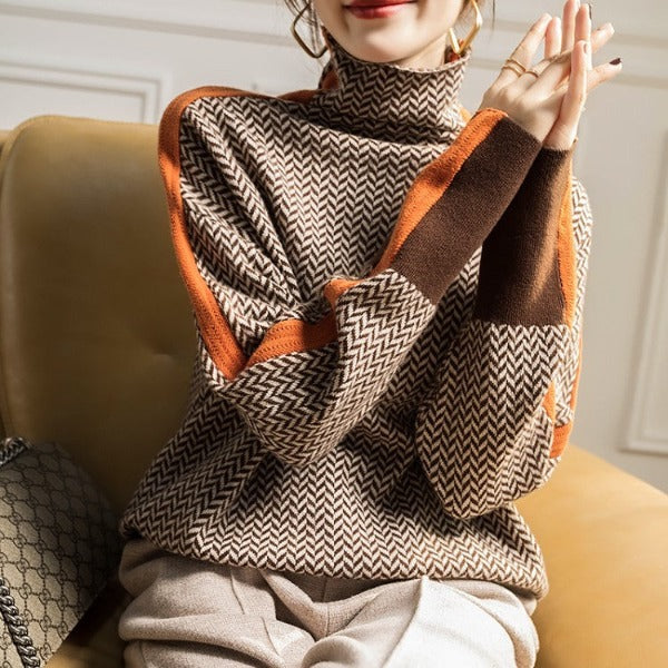 Winona | Contrast Sleeve Turtleneck Sweater