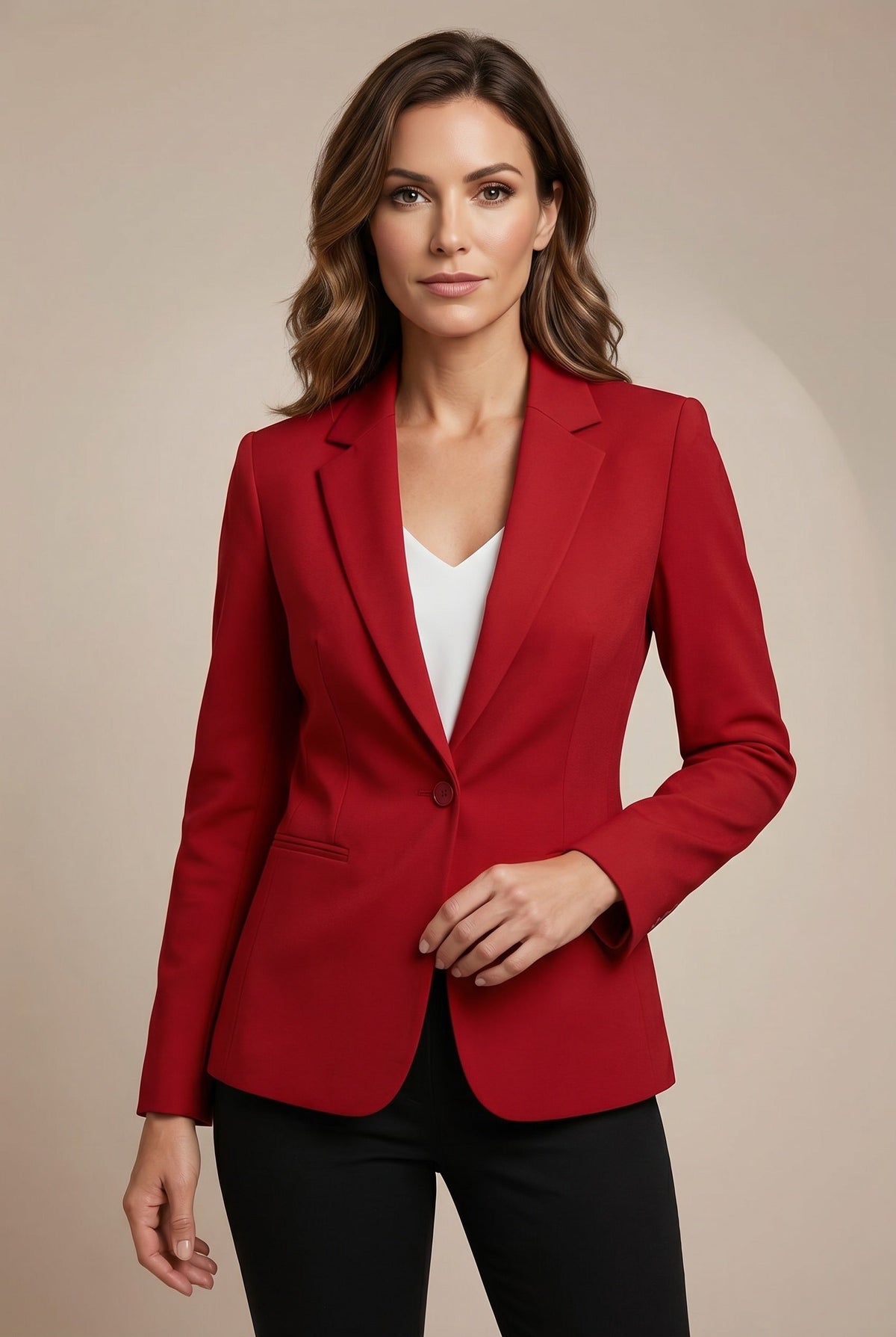 Adelina | Women's Lapel Collar Button-Front Tailored Blazer