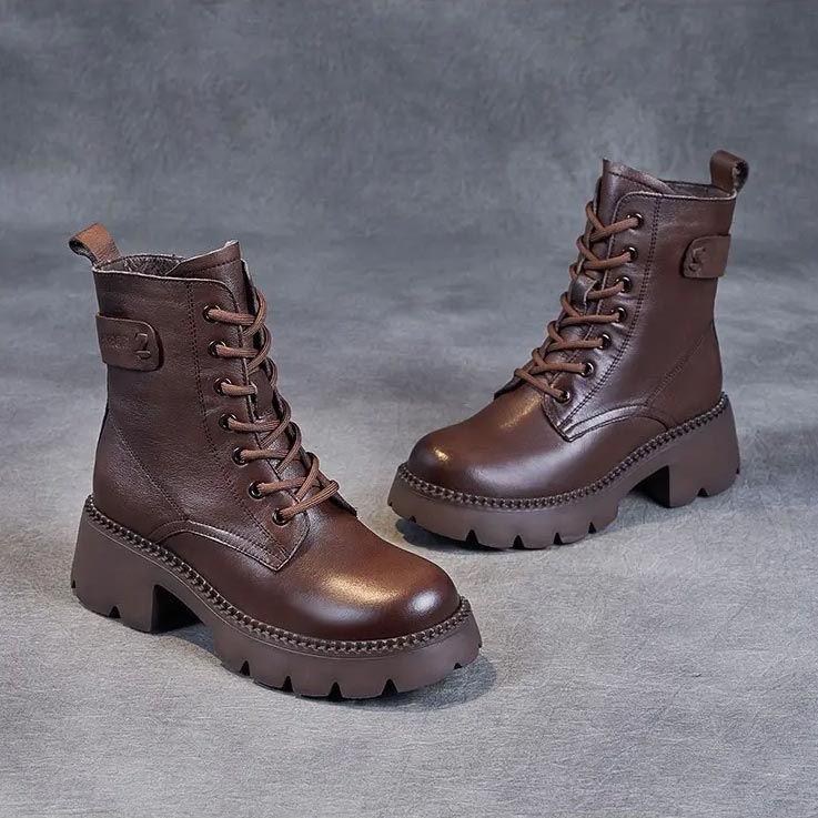 Emily | Women's Lace Up Chunky Platform Combat Boots