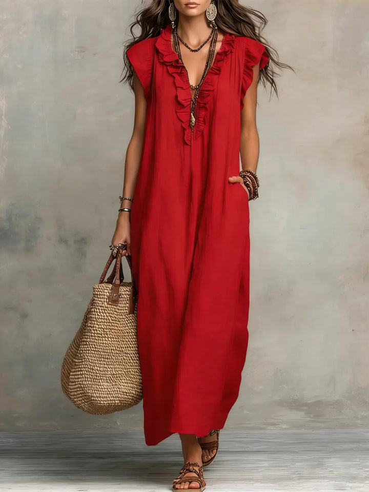 Amélia | Robe Longue Bohème En Lin Et Coton