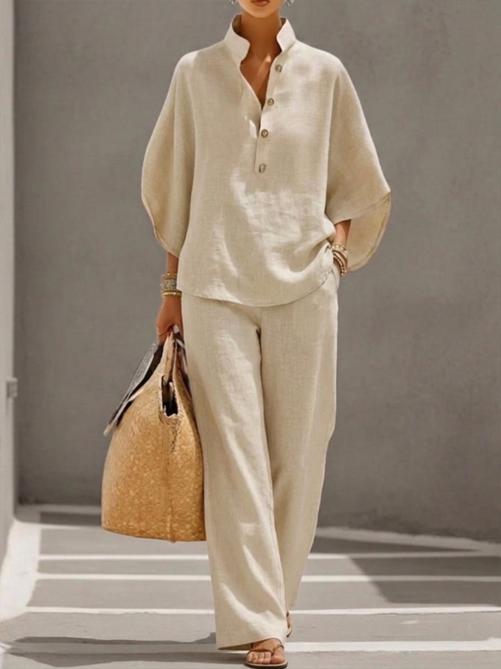 Mariel | Ensemble avec manches chauve-souris et pantalons larges