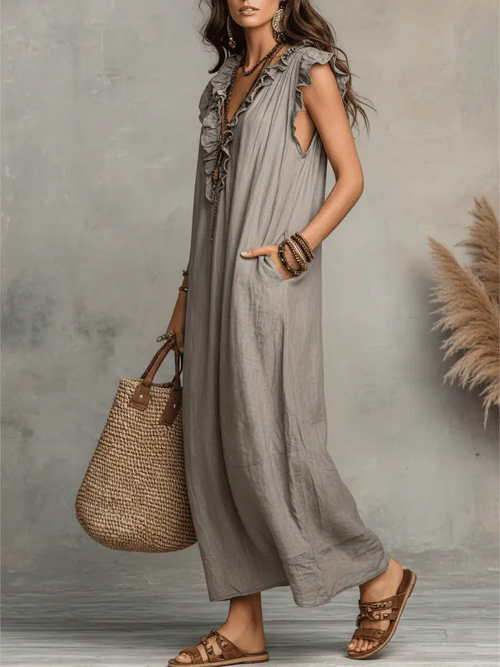 Amélia | Robe Longue Bohème En Lin Et Coton