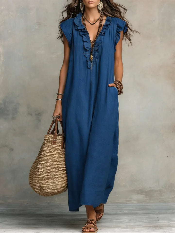 Amélia | Robe Longue Bohème En Lin Et Coton