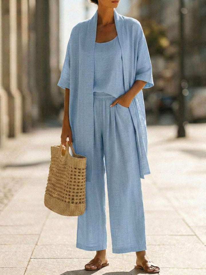Elena | Ensemble Minimaliste en Coton et Lin en Trois Pièces
