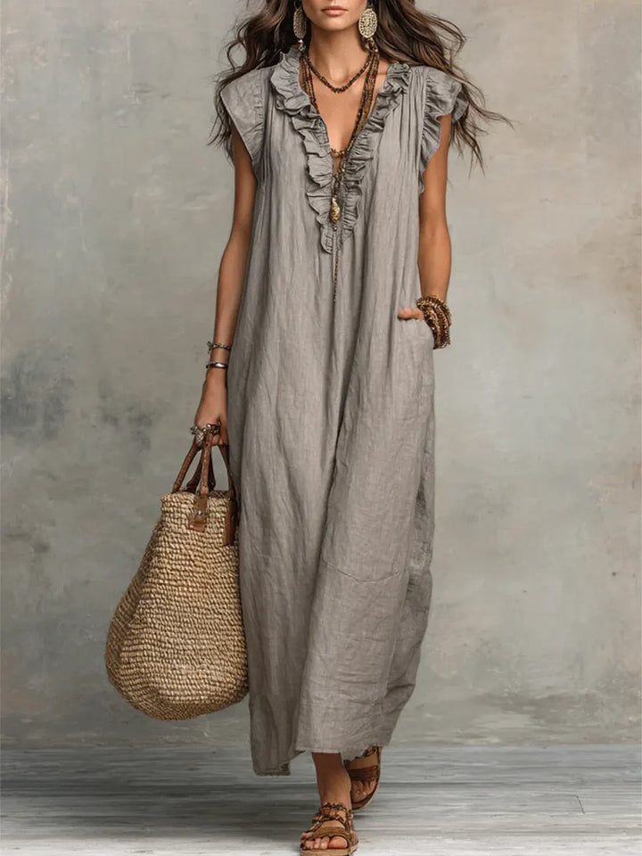 Amélia | Robe Longue Bohème En Lin Et Coton