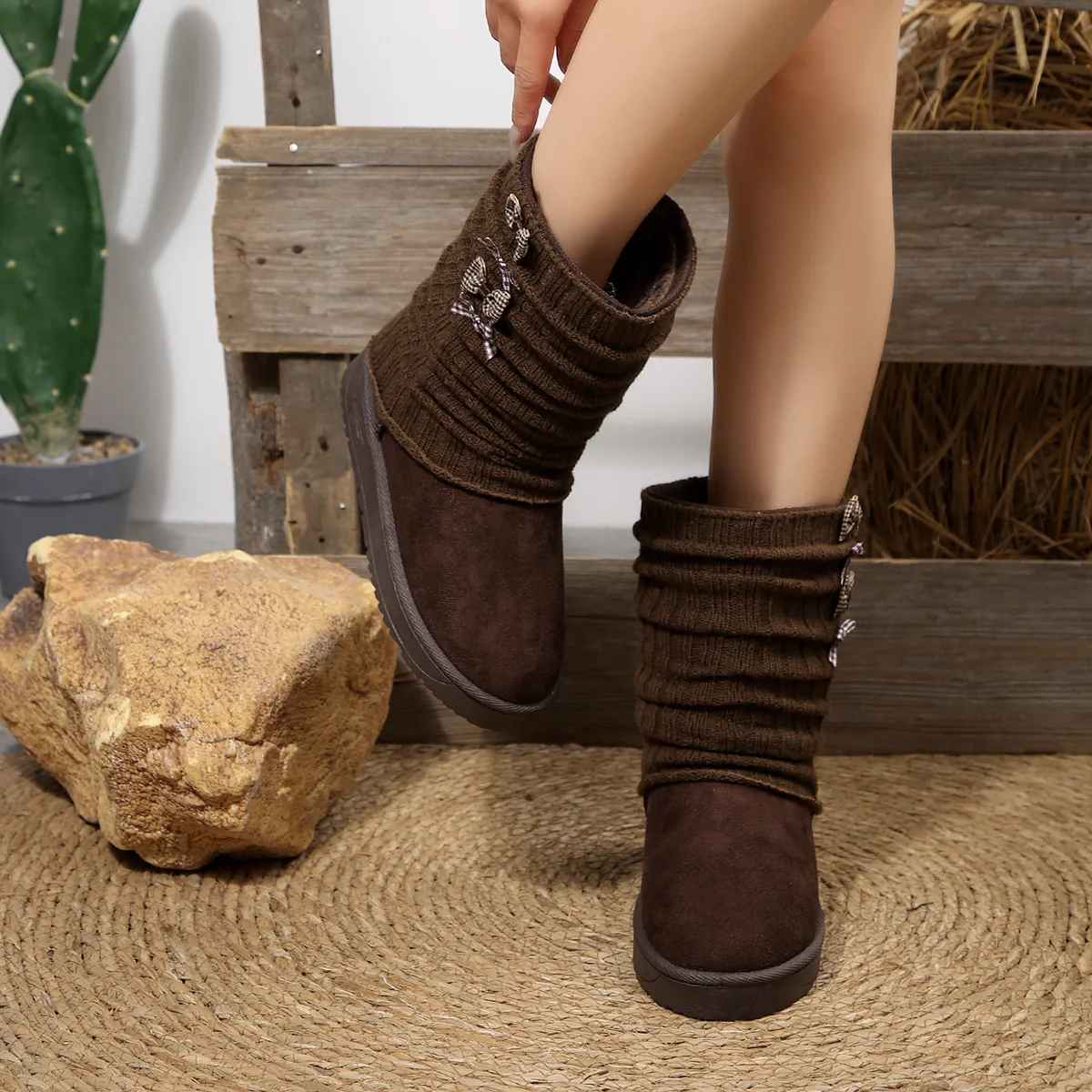 Orvette | Women's Cosy Knit-Cuff Winter Boots