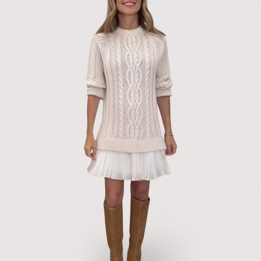 Primrose | Women's Mock Neck Cable Knit Mini Sweater Dress