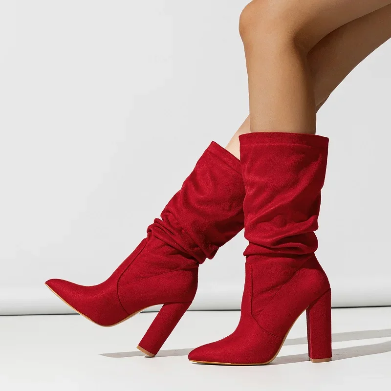 Rosaline | Women's Red Knee High Heel Boots