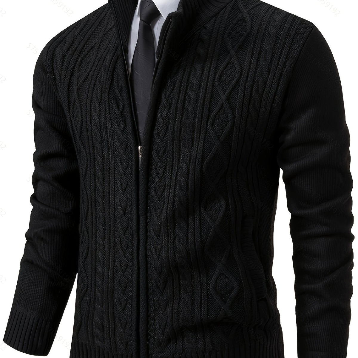 Rowland | Men's Cozy Cable Knit Zip Cardigan