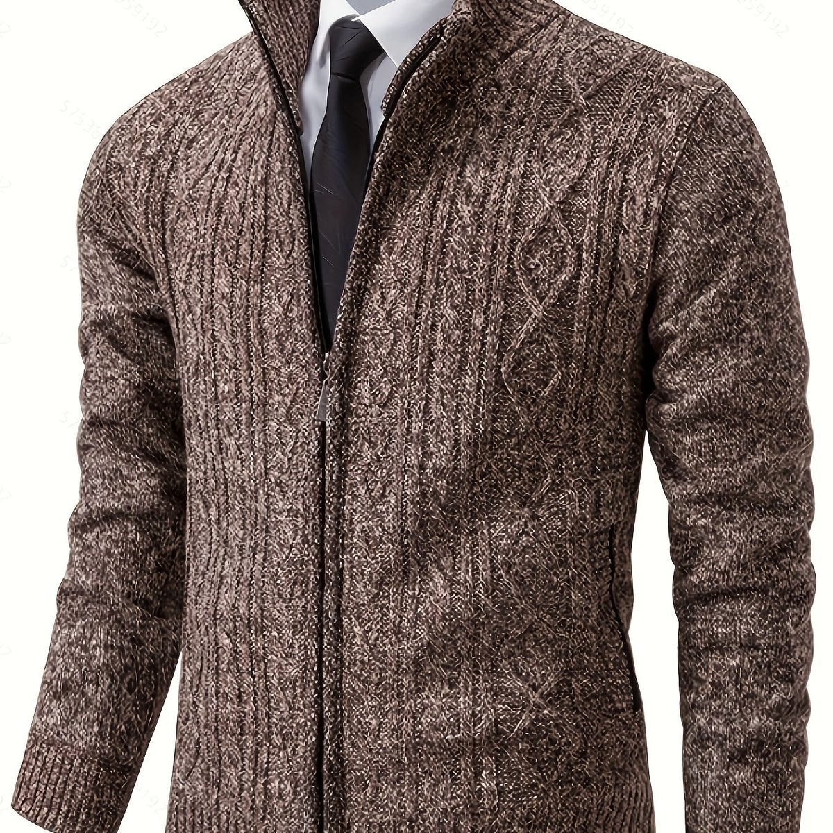Rowland | Men's Cozy Cable Knit Zip Cardigan