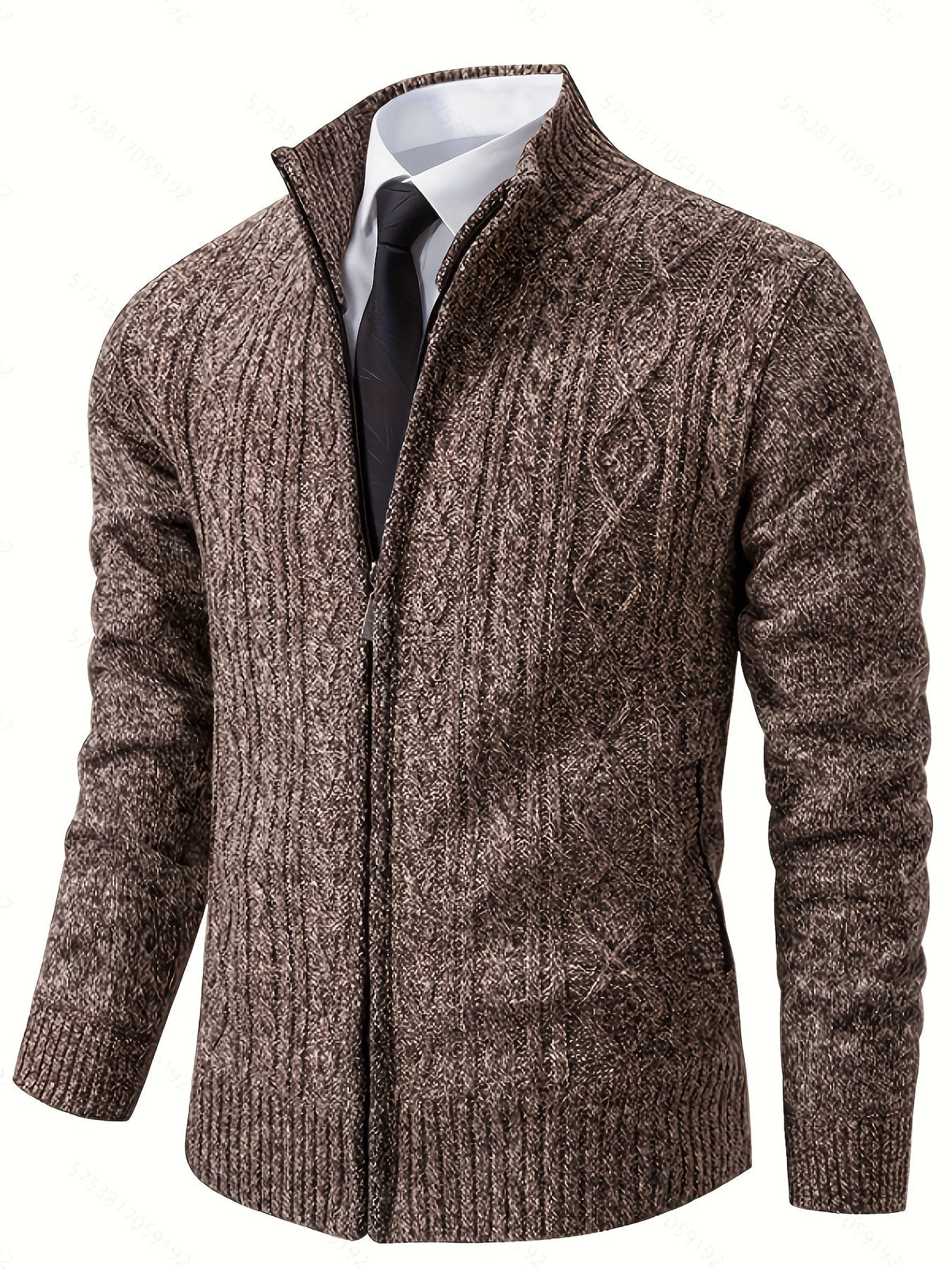 Rowland | Men's Cozy Cable Knit Zip Cardigan