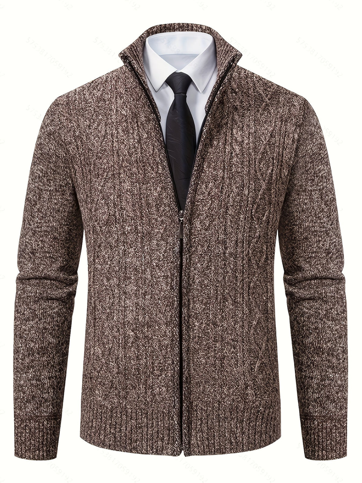 Rowland | Men's Cozy Cable Knit Zip Cardigan