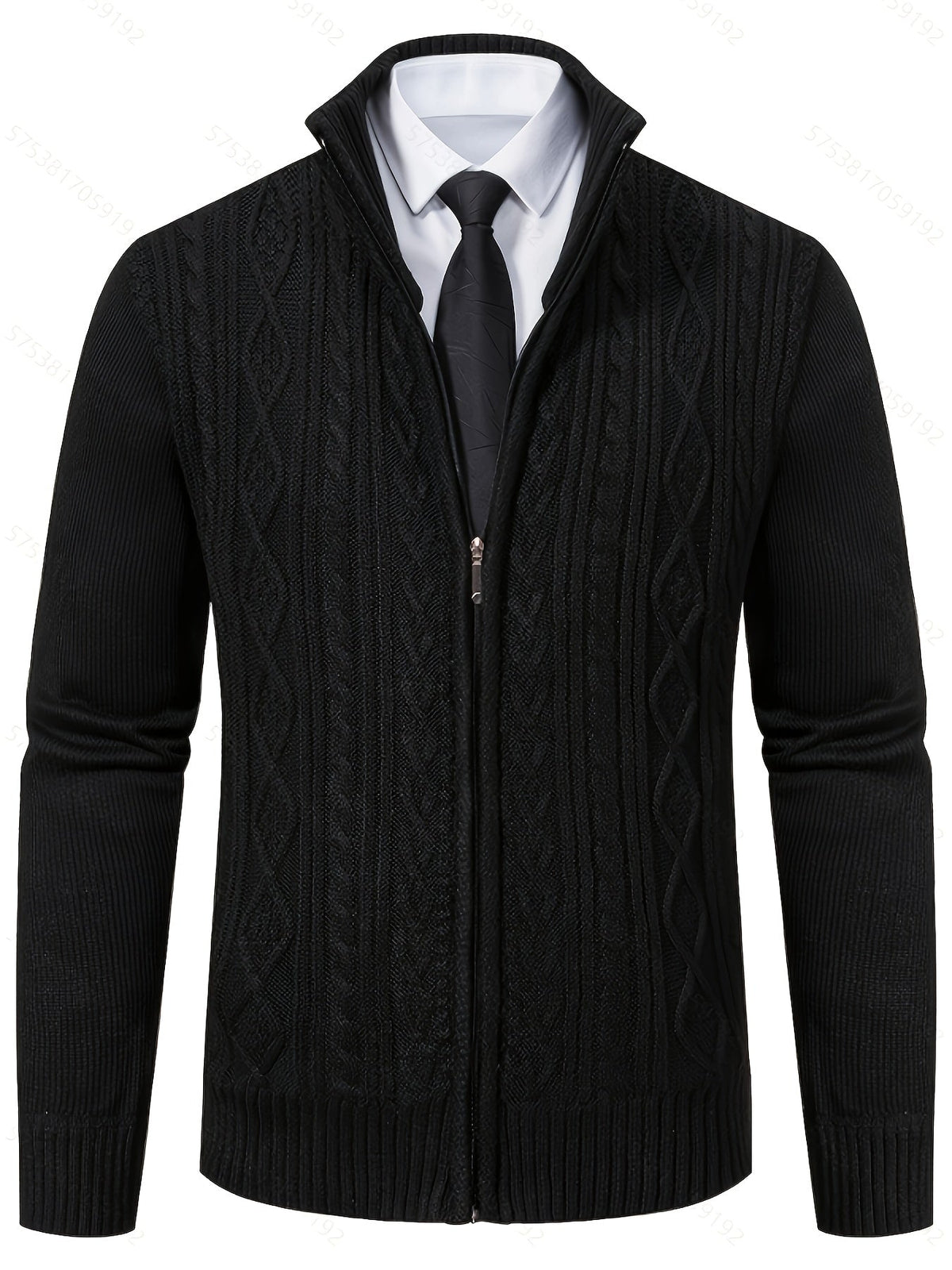 Rowland | Men's Cozy Cable Knit Zip Cardigan