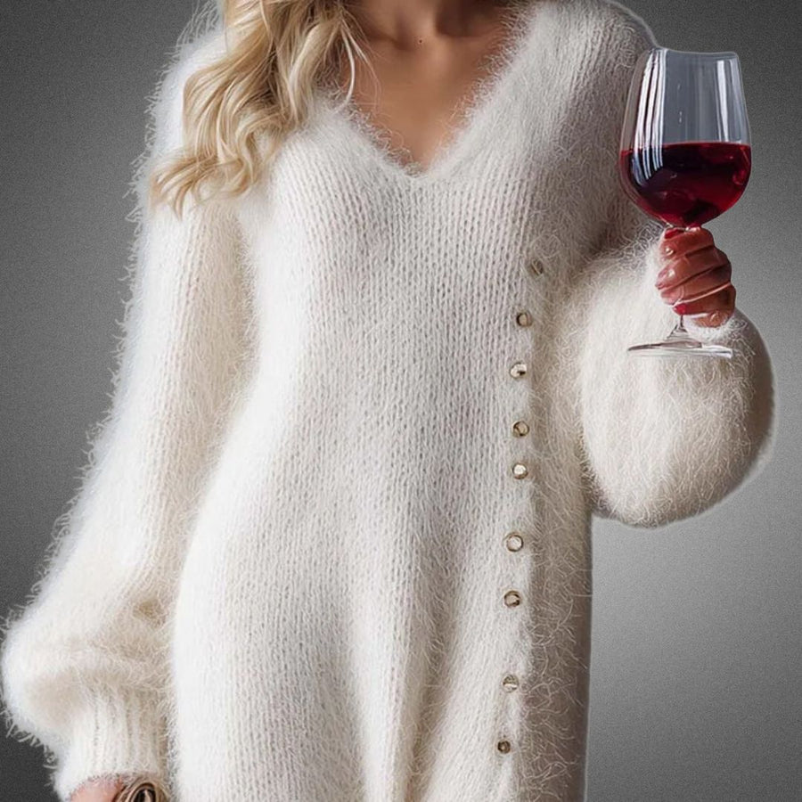 Saoibhín | Women's Oversized Balloon Sleeve Side Slit Sweater Dress