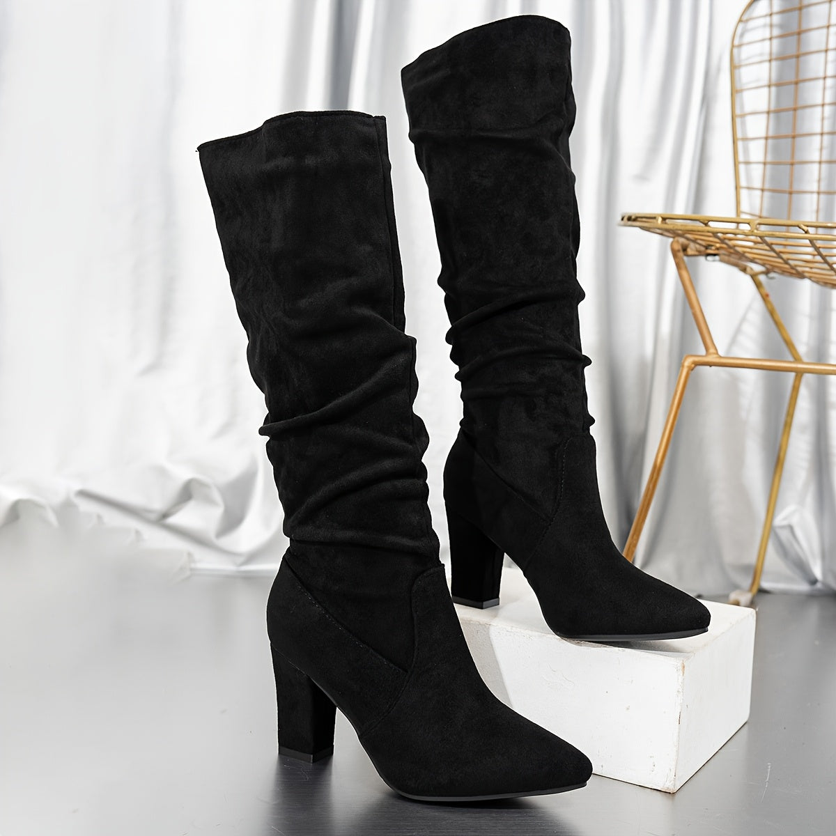 Saoirse | Women's Knee-High Boots with Block Heel
