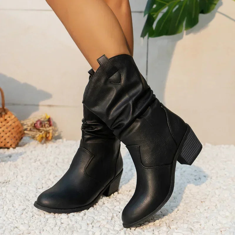 Ava | Women's Western Slouchy Mid Calf Boots